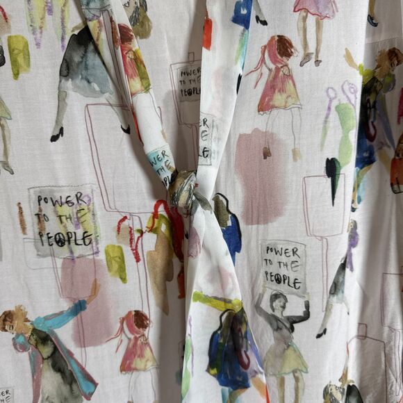 Riani Woman's Pink Power To The People Size 10 Artwear Long Sleeve Button Down - Picture 12 of 16